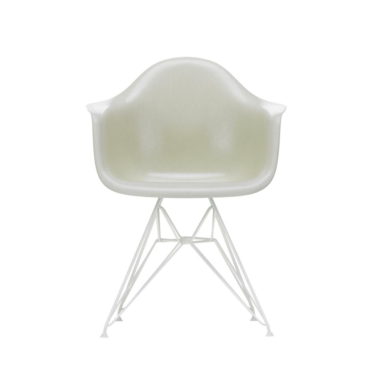 3345654 Eames Fiberglass Armchair DAR 01 parchment 04 white powder coated centre master