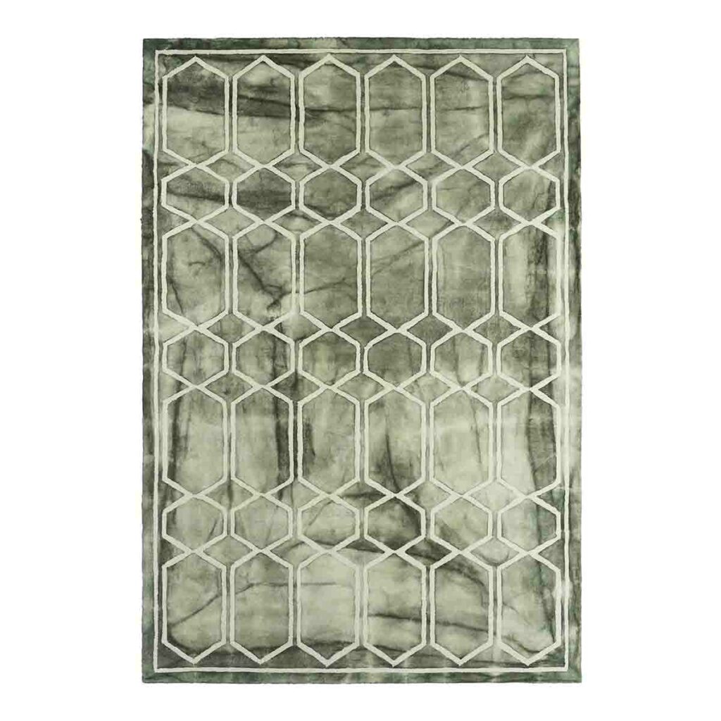 dusty deco tie dye rug sage green