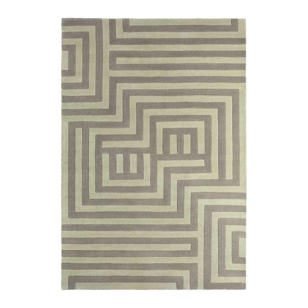dusty deco wool labyrinth rug beige
