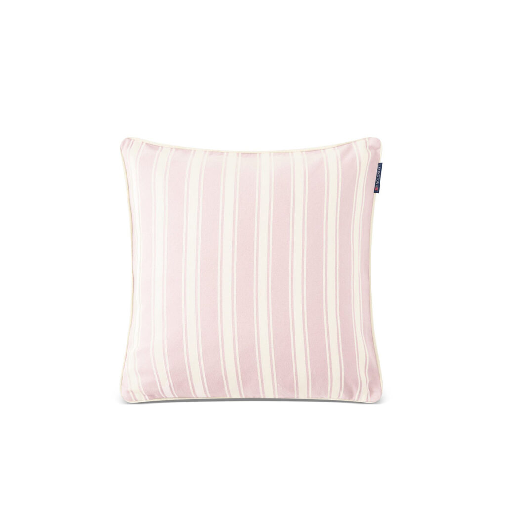 lexington violetwhite all over striped organic cotton twill pillow cover SS23 1
