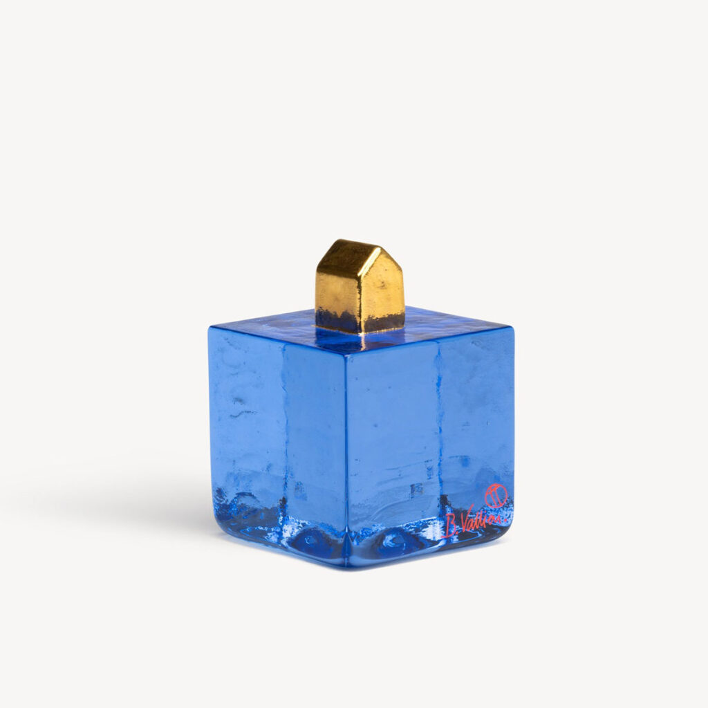 kosta boda fortress cube blue gold 2