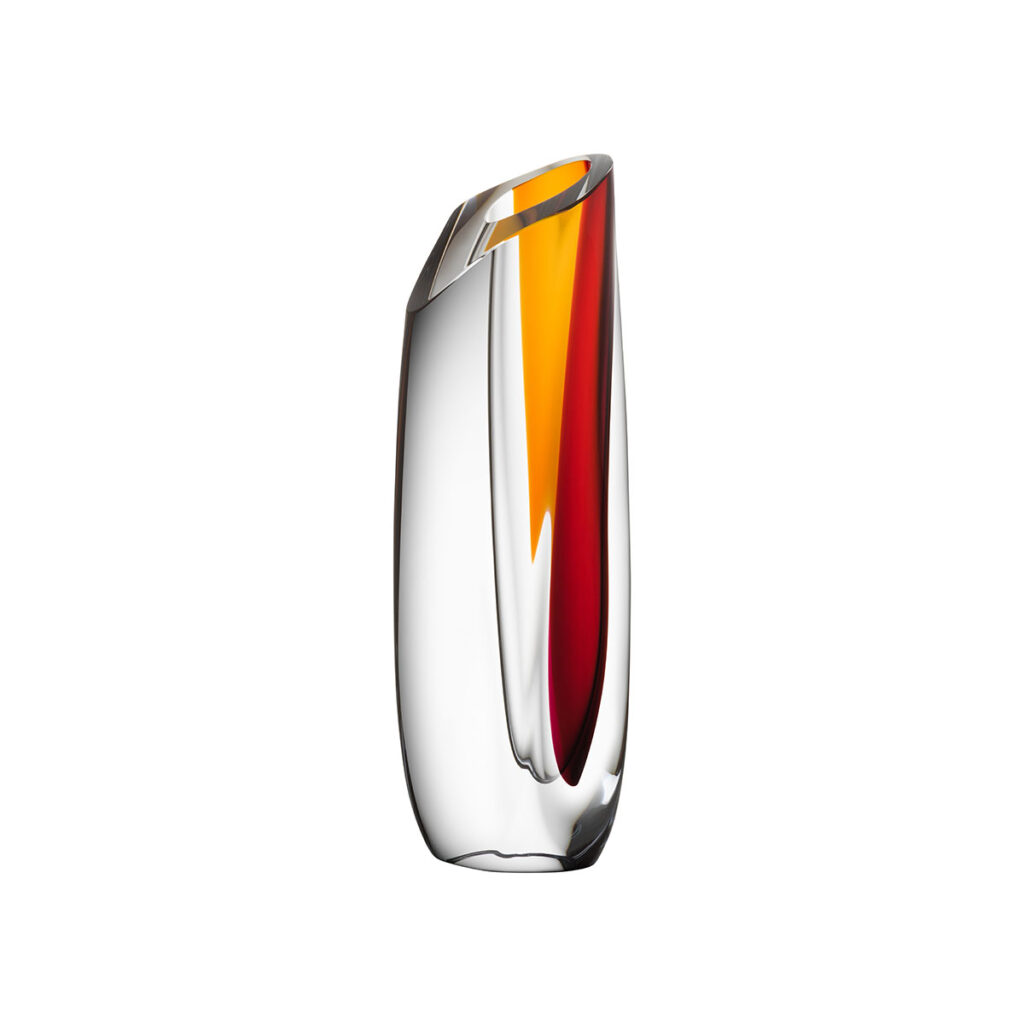 kosta boda saraband vase red yellow